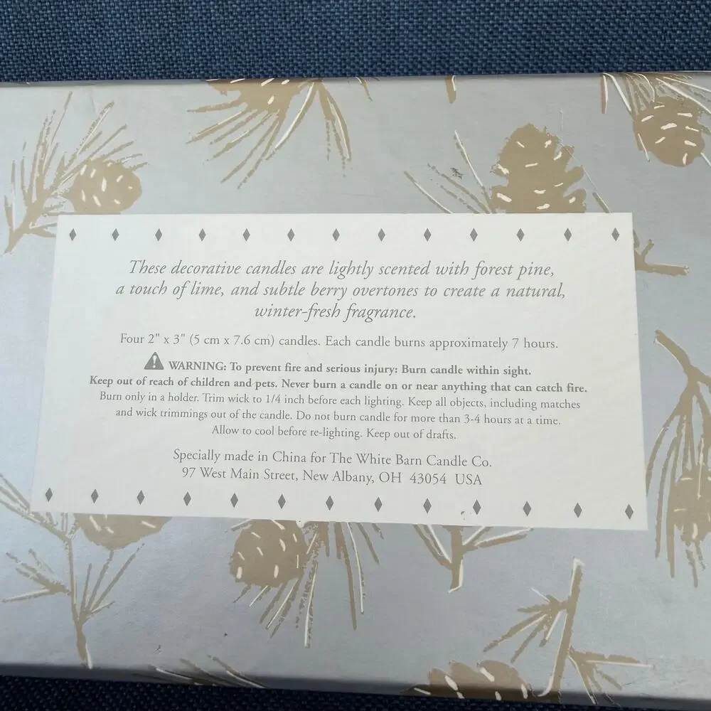 White Barn Bath & Body Works Candle Winter Wonderland 4 Frosted Pinecones NOS